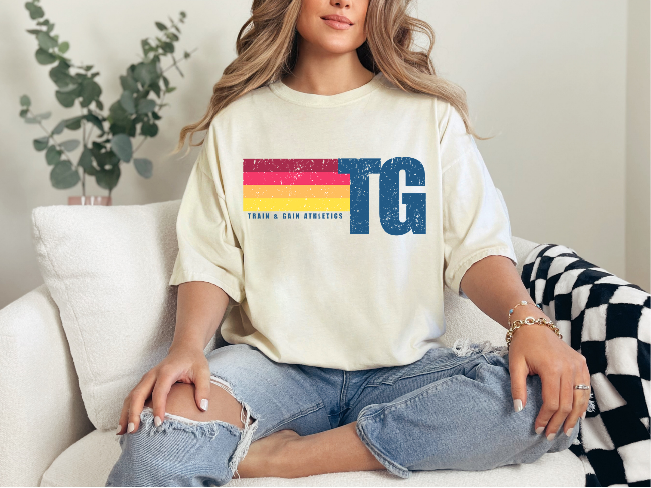 Train and Gain Distressed Logo Tee